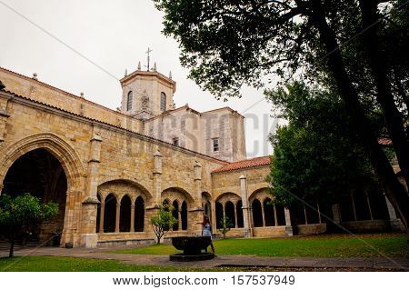 SANTANDER SPAIN - AUGUST 19: Ghotic cloister of the Cathedral Basilica of the Assumption of the Virgin Mary of Santander on August 19 2016