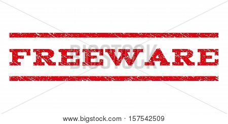 Freeware watermark stamp. Text caption between parallel lines with grunge design style. Rubber seal stamp with unclean texture. Vector red color ink imprint on a white background.