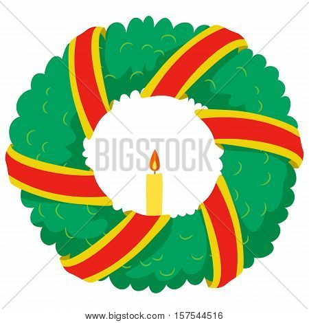 Vector Illustration of Christmas Wreath Candle Decoration