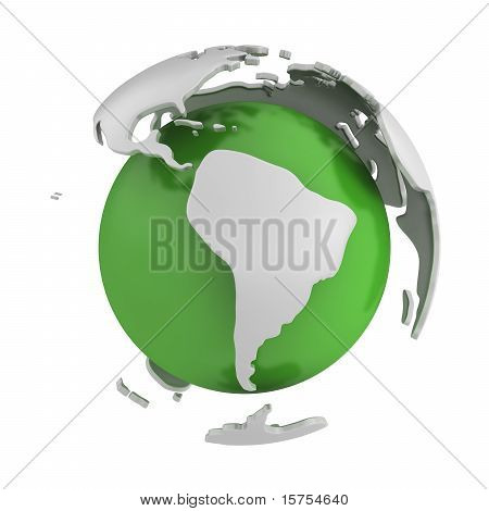 Abstrakt grün Globe, Südamerika Teil