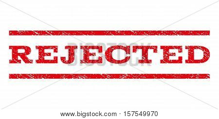 Rejected watermark stamp. Text tag between parallel lines with grunge design style. Rubber seal stamp with scratched texture. Vector red color ink imprint on a white background.
