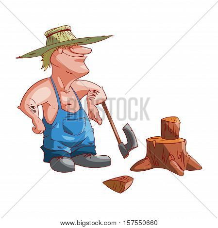 Colorful vector illustration of a cartoon farmer or redneck