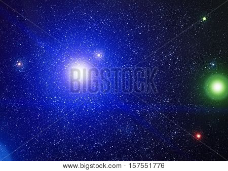 Deep space background with stardust and shining star. Milky way cosmic background. Star dust and pixie dust glitter space backdrop. Space stars and planet conceptual image.