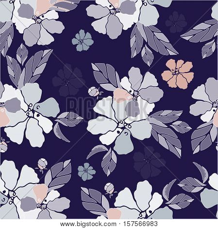 vector siamless pattern with flower and bouquet