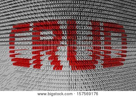 CRUD in the form of binary code, 3D illustration