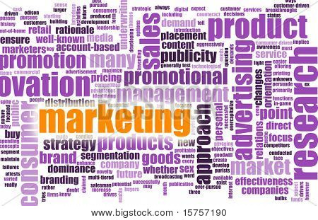 Terminologia di marketing come uno sfondo astratto