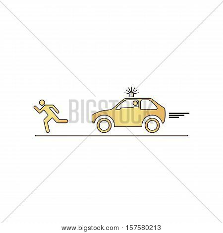 police Gold vector icon with black contour line. Flat computer symbol