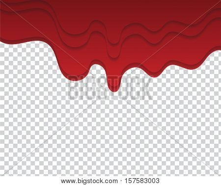 Blood or red paint dripping and runs on a transparent background. Vector illustration.