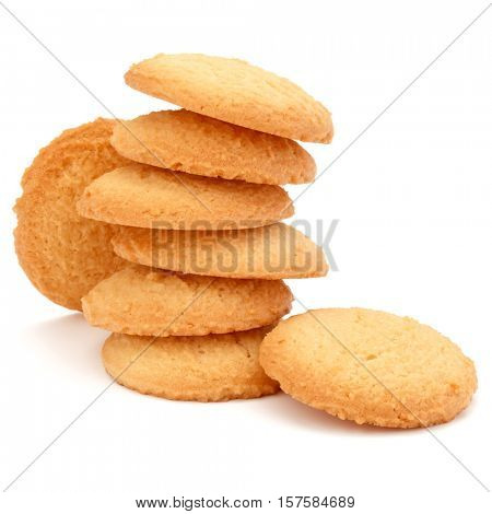 stacked short pastry cookies isolated on white background