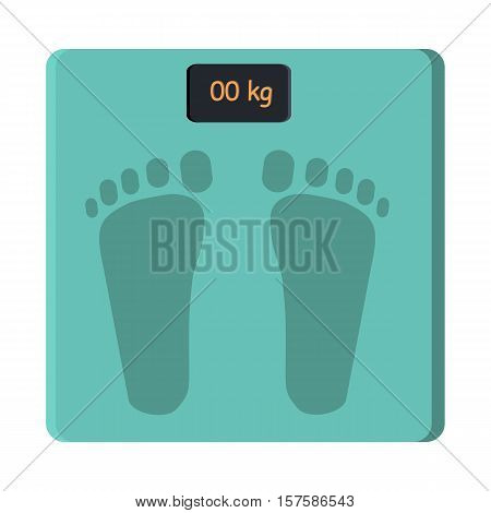 Bathroom scale isolate on white. Foot scale electronic device. Measurement of weight equipment. Household appliance. Instrument for measuring weight. Balance weight control. Vector in flat style