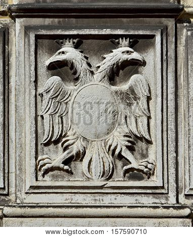 Double-headed eagle symbol of the holy roman empire on a Venice wall