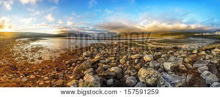 Beautiful Sundown In Olderfjord Village In Norway