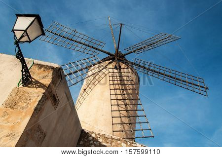 Typical windmill in Mallorca Balearic Islands Spain