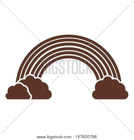 silhouette of rainbow and clouds in brown vector illustration