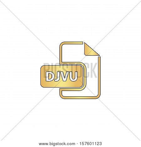 DJVU Gold vector icon with black contour line. Flat computer symbol