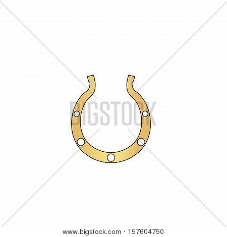 Luck Horseshoe Gold vector icon with black contour line. Flat computer symbol