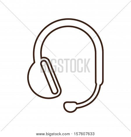 monochrome contour headset with microphone handsfree vector illustration