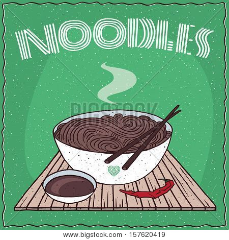 Asian Noodles Naengmyeon Or Soba In Bowl