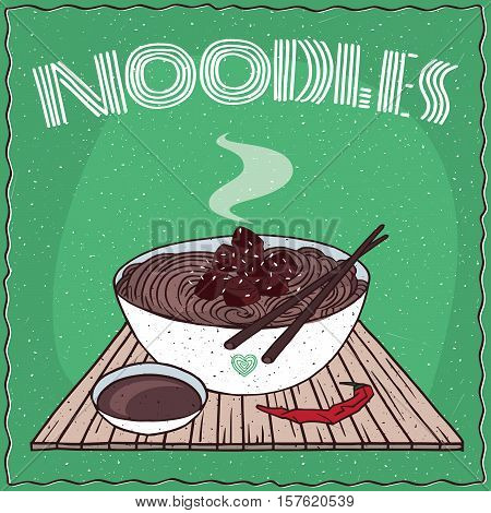 Asian Noodles Naengmyeon Or Soba With Beef
