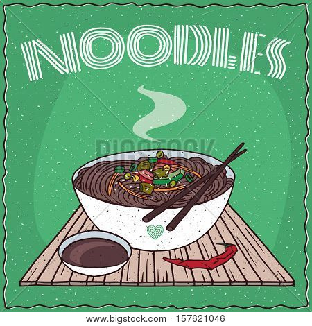 Asian Noodles Naengmyeon Or Soba With Vegetables