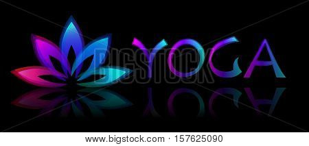 Colorful yoga lotus logo on black background