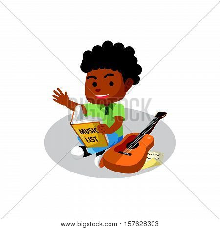 Good boy learning music eps10 vector illustration design