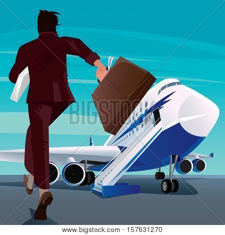 Businessman In A Hurry For The Passenger Plane