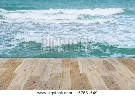 Wooden terrace on the Sea - stock photo