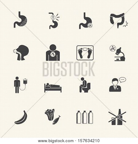 Esophageal cancer vector icons , Medical icons set