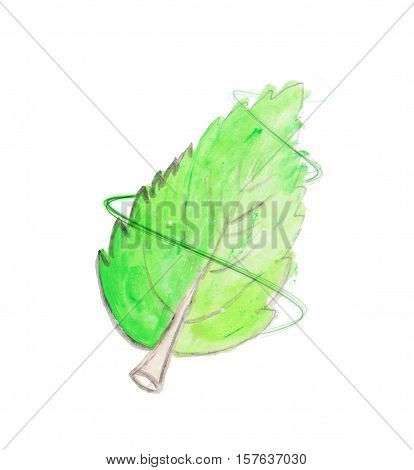 watercolor leaf saving energy or children placeholder