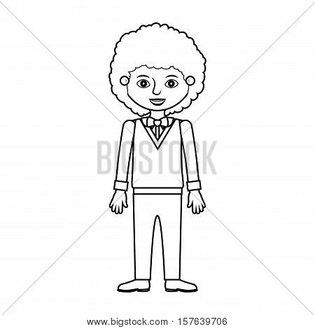man silhouette with wavy hair formal suit vector illustration