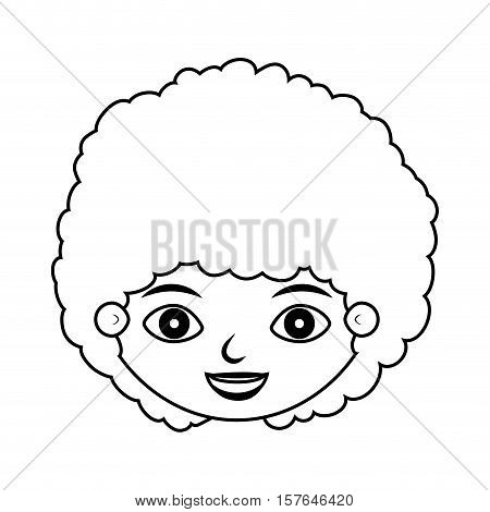 front face child silhouette with curly hair vector illustration