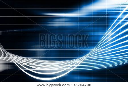 Sfondo blu tecnologia futuristica con linee selvatiche