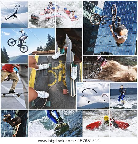 Extreme sports collage, sport and fitness theme