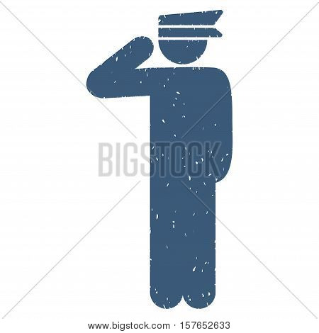 Police Officer grainy textured blue icon for overlay watermark stamps. Flat symbol with unclean texture. Dotted vector ink rubber seal stamp with grunge design on a white background.