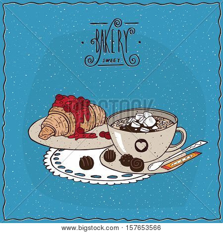 Cup Of Coffee With Croissant