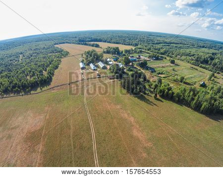 A farm among the woods and fields. On the former site of the village.