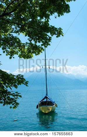 A sailboat in the water in Switzerland