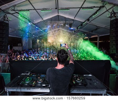 NEW YORK, NY - JUNE 18, 2016: Bassjackers perform at Governors Club on Governors Island, June 18, 2016 in New York City