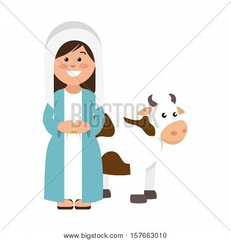 mary vigin manger character vector illustration design