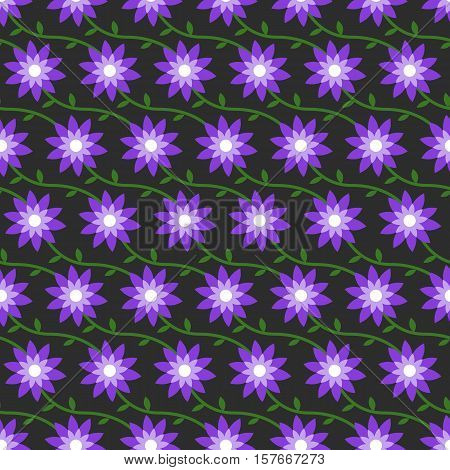 Seamless vector spring background with flowers and leaves