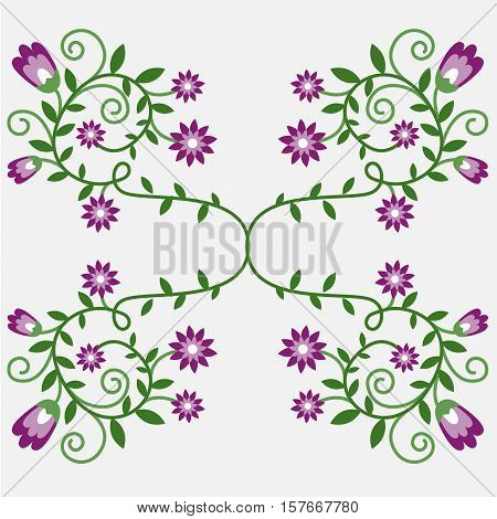 Vector spring pattern with flowers and leaves