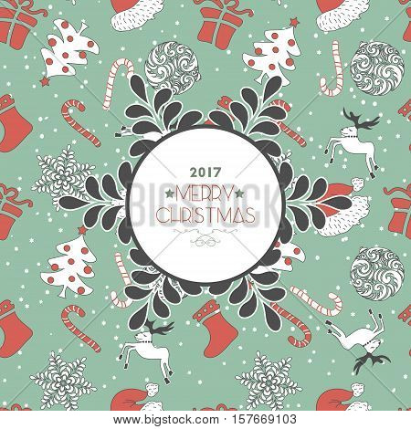 Abstract Cute Hapyness Holiday Christmas Seamless Pattern