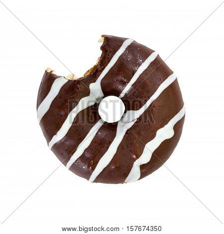 Bitten Chocolate Donut Isolated On White Background.