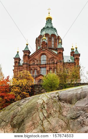 Uspenskin Cathedral In Helsinki Autumn View