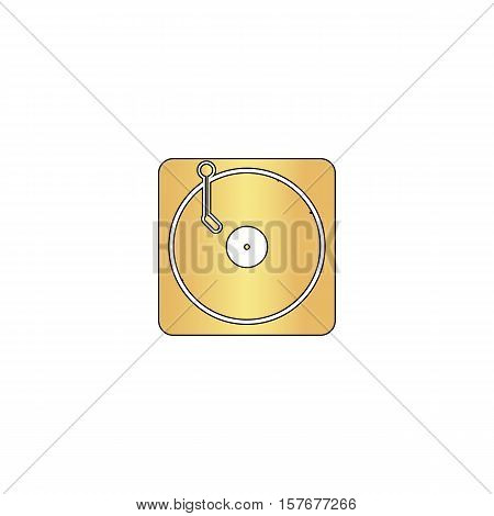 vinyl Gold vector icon with black contour line. Flat computer symbol