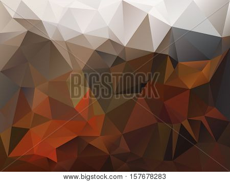 vector abstract irregular polygon background with a triangle pattern in autumn brown orange beige and gray color