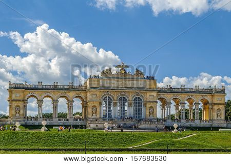 Gloriette in Schonbrunn Palace Garden in Vienna Austria is built in 1775 as a temple of renown