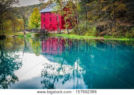 Alley Mill reflection in Fall South Missouri