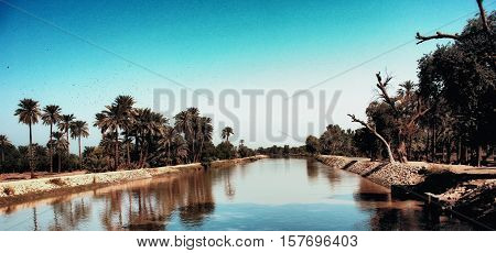 One of the canals of the River Indus, photo taken in Khairpur, Sindh, Pakistan